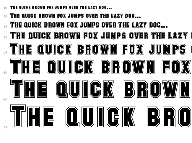 SF Collegiate font waterfall